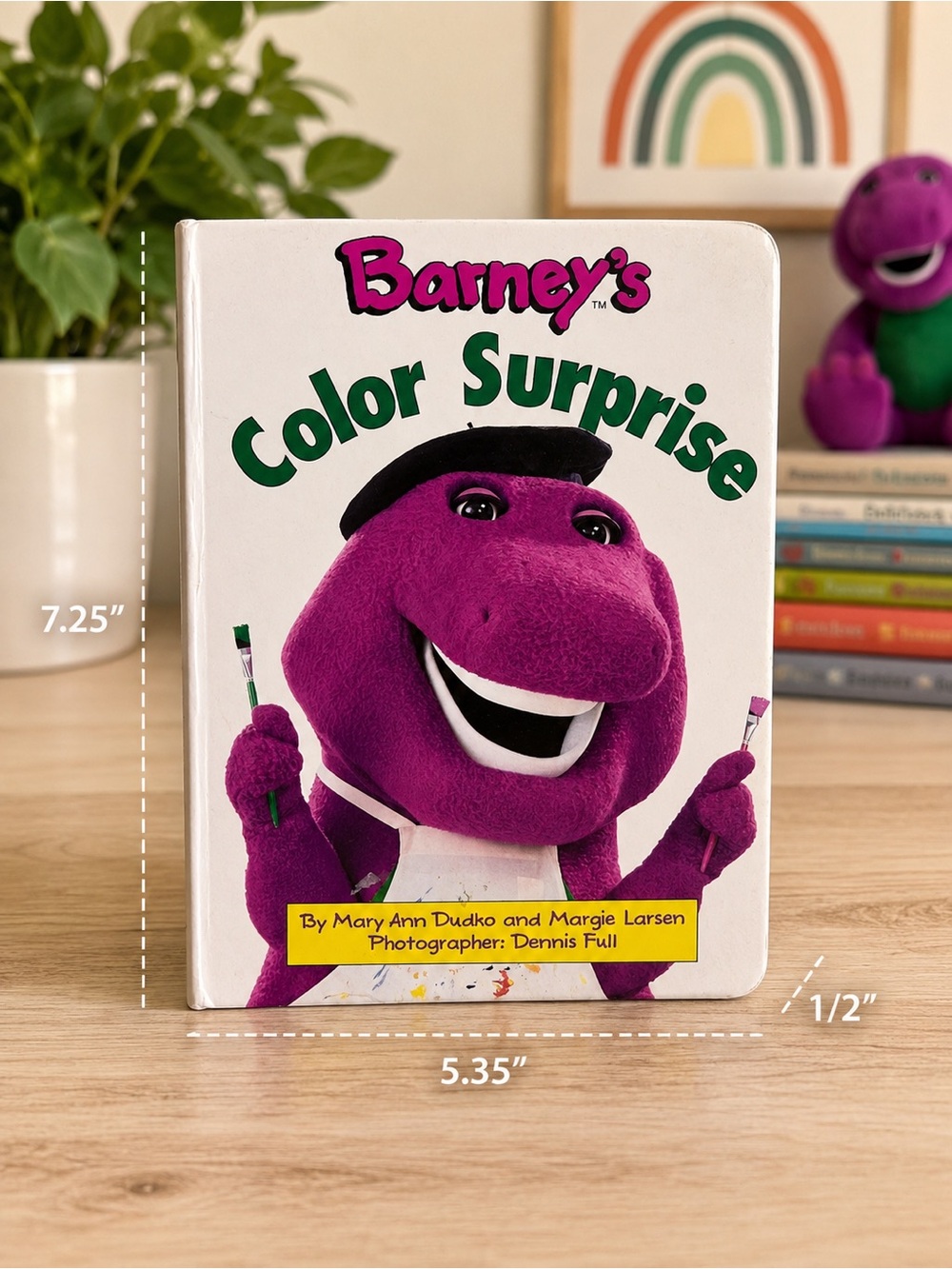 Vtg 1993 Barney’s Color Surprise Board Book Lyons Group Hardcover Kids Purple 7”